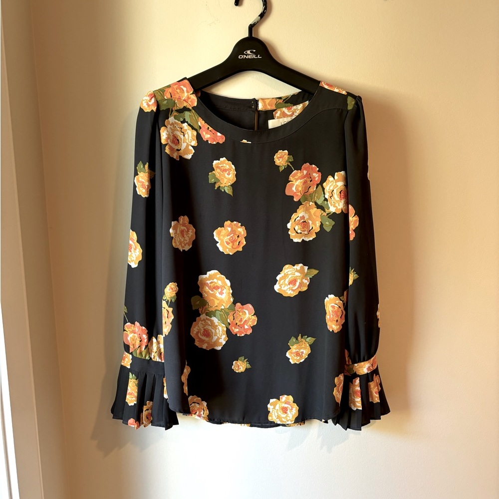 The Loft floral full length sleeve with pleated bell cuff